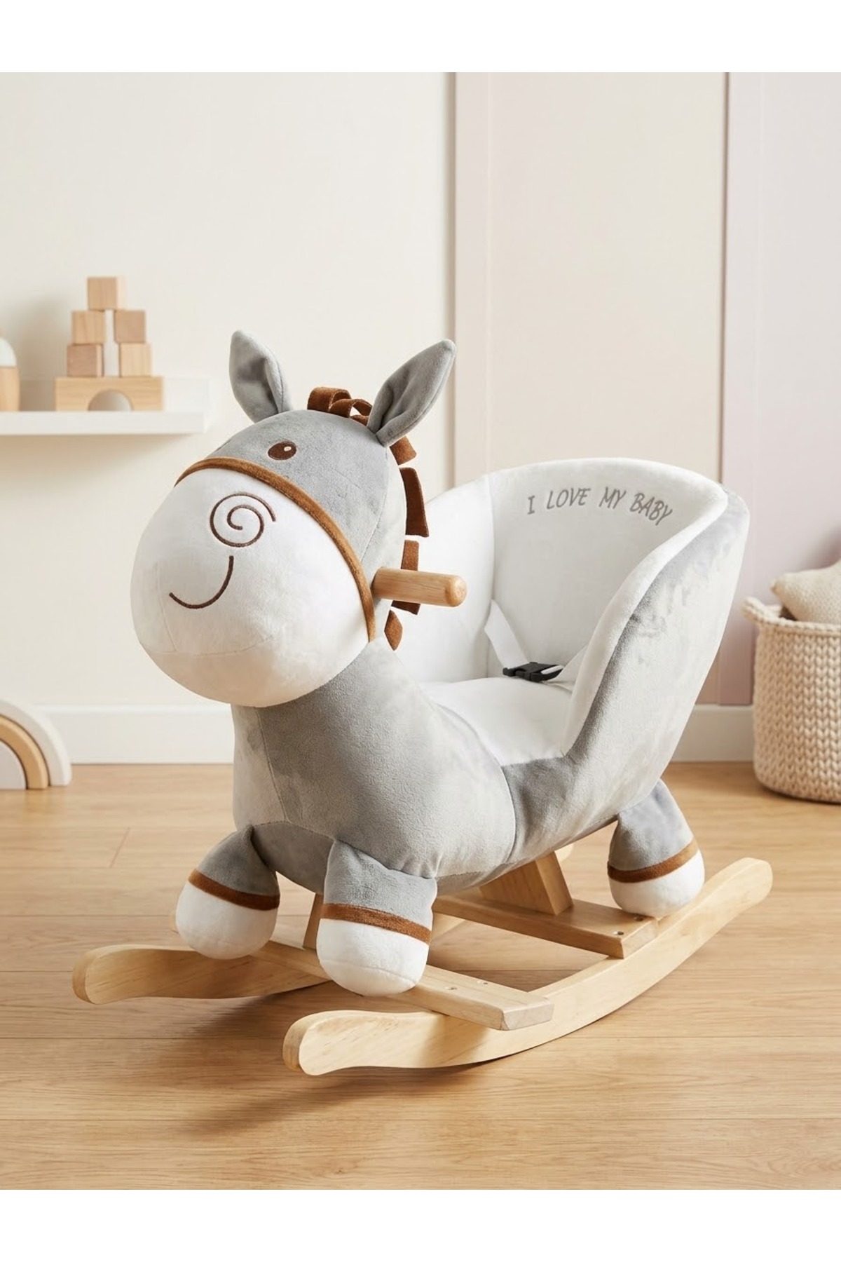 Yumuşacık Peluş Gri Sallanan Eşek